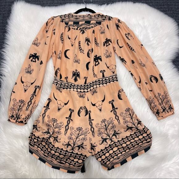 Spell & The Gypsy Collective Romper Tribal Thunderbird Feather Bohemian Size 6 - Picture 7 of 16